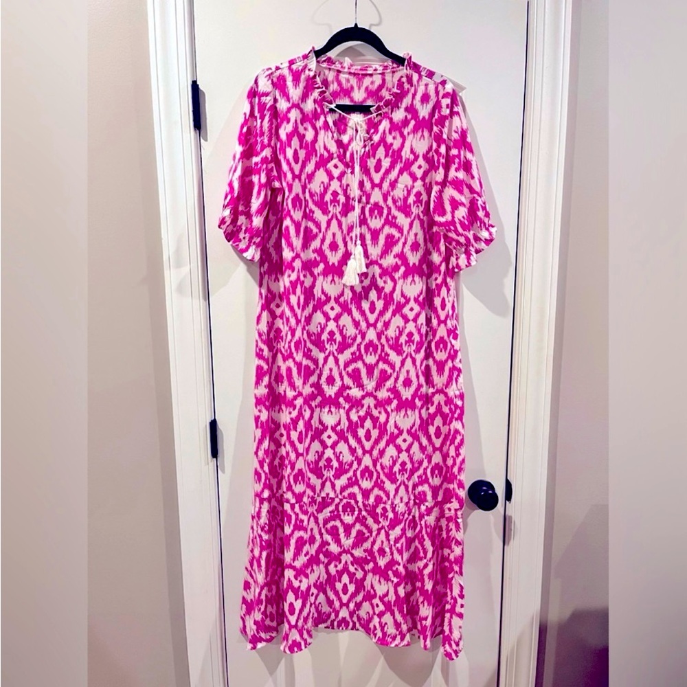 Pink and White Patterned Women's Dress